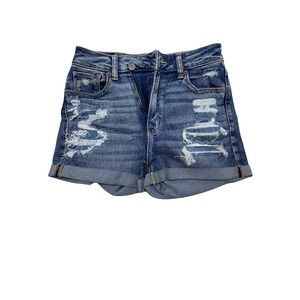 American Eagle‎ Outfitters Mom Shorts Medium Wash Distressed Denim Size 0